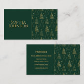 Minimale groene gouden kerstboom visitekaartje (Voorkant / Achterkant)