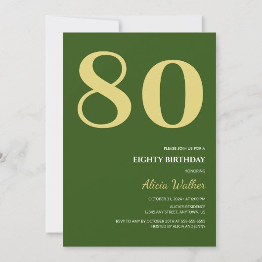 Minimale groene gouden typografie Verjaardag Kaart (Voorkant)