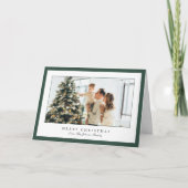Minimale groene grens foto Elegant Kerstmis Feestdagen Kaart (Voorkant)