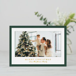 Minimale groene grens foto Elegant Kerstmis Folie Feestdagenkaart