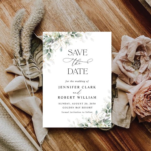 Minimale Groene Huwelijksaankondiging Save The Date