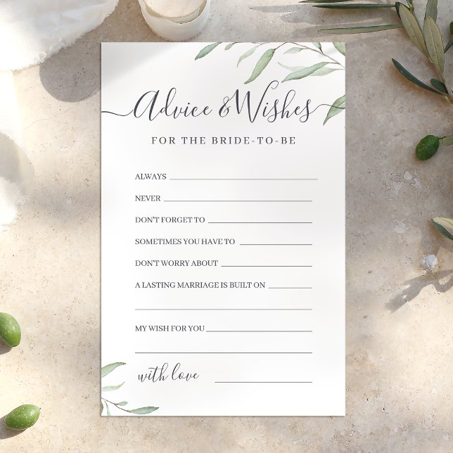 Minimale groene huwelijksadvies & wenskaart (Minimal greenery wedding advice & wishes card)