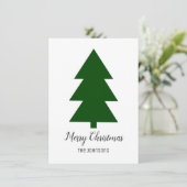 Minimale groene kerstboom schoon eenvoudig feestdagenkaart (Staand voorkant)