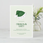 Minimale groene kerstmuts kerstfeest uitnodiging (Staand voorkant)