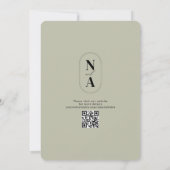 Minimale groene monogram — QR-code website Save The Date (Achterkant)