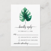 Minimale Groene Monstera Leaf RSVP-kaart Advieskaart (Voorkant)
