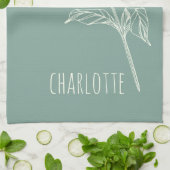 Minimale groene naam Chamomile Flower Sage Theedoek (Gevouwen)