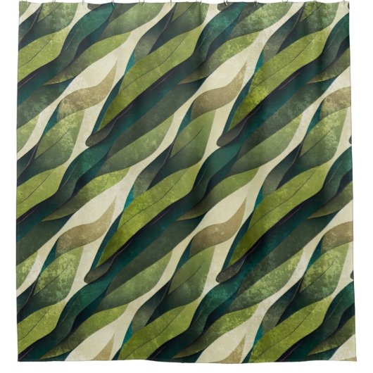 Minimale groene olijf abstract deco patroon douchegordijn (Voorkant)