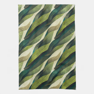 Minimale groene olijf abstract deco patroon theedoek