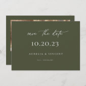 Minimale groene Olijfverbinding bespaart de datum Save The Date (Voorkant / Achterkant)