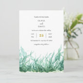 Minimale groene onderwater zeewier strand bruiloft kaart (Staand voorkant)