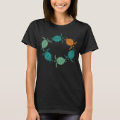 Minimale groene oranje zeeen schildpadden zwemmen  t-shirt (Voorkant)