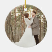 Minimale groene Pas getrouwd 1e kerstbruiloft foto Keramisch Ornament (Achterkant)