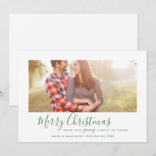 Minimale groene pretkerst Onze groeiende familie Feestdagenkaart