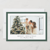 Minimale groene rand foto Elegant Kerstmis Feestdagenkaart (Voorkant)