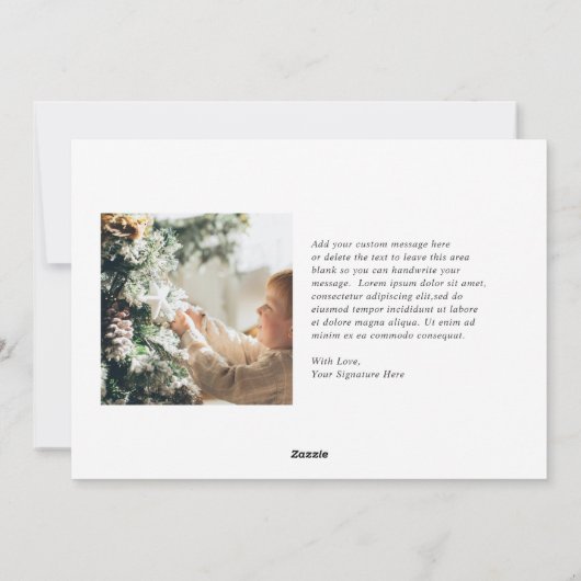 Minimale groene rand foto Elegant Kerstmis Feestdagenkaart (Achterkant)