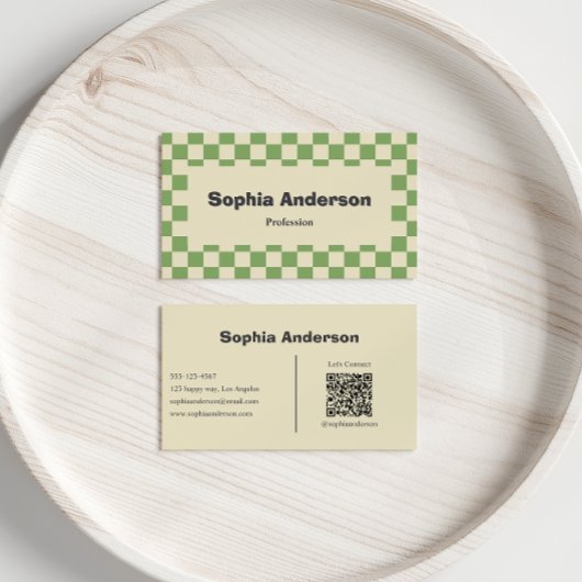 Minimale groene rand van het dambord - QR-code Visitekaartje