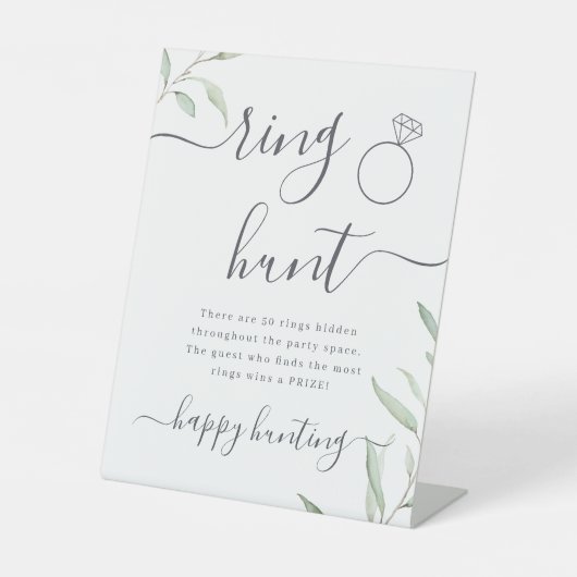 Minimale groene ringjacht bruidsdouche spelbord reclamebord met voetstuk (Voorkant)