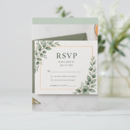 Minimale Groene RSVP Kaart, Botanische Trouw Resp Kaartje