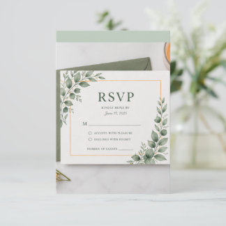 Minimale Groene RSVP Kaart, Botanische Trouw Resp Kaartje