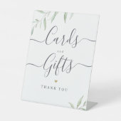 Minimale groene rustige huwelijkskaarten en cadeau reclamebord met voetstuk (Voorkant)