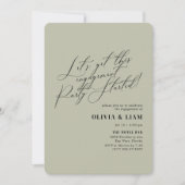 Minimale Groene Sage Calligraphy Engagement Party Kaart (Voorkant)