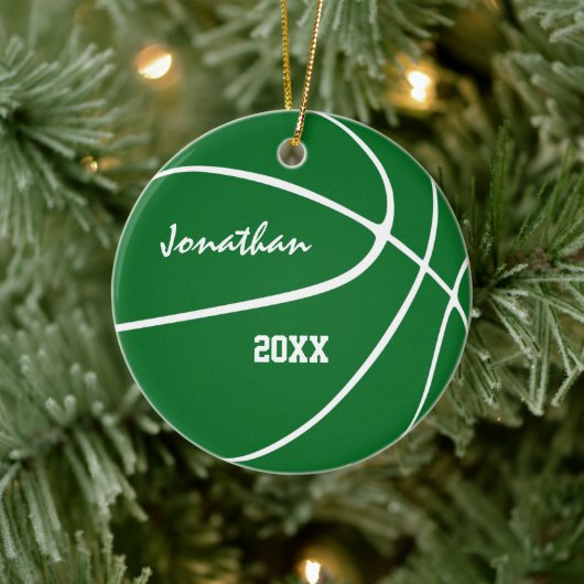 minimale groene sportjongens basketbal keramisch ornament (Boom)