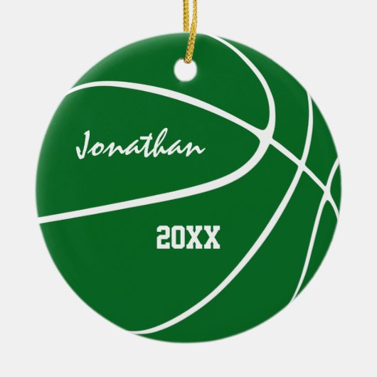 minimale groene sportjongens basketbal keramisch ornament (Voorkant)