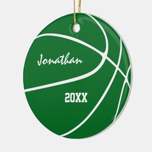 minimale groene sportjongens basketbal keramisch ornament (Links)