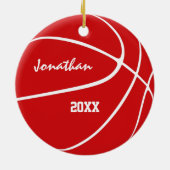 minimale groene sportjongens basketbal keramisch ornament (Achterkant)