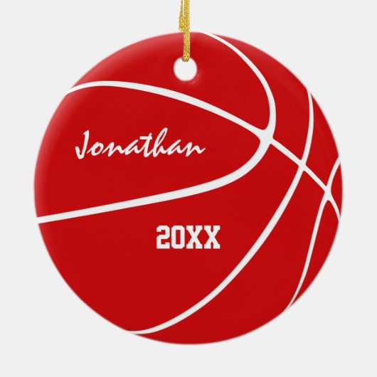 minimale groene sportjongens basketbal keramisch ornament (Achterkant)