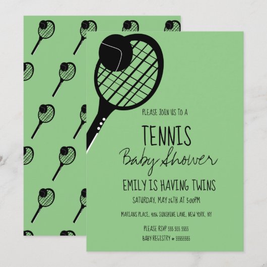 Minimale groene uitnodiging van het Baby shower va (Voorkant / Achterkant)