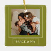Minimale groene vrede en vrolijke kerstfoto keramisch ornament (Voorkant)