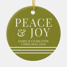Minimale groene vrede en vrolijke kerstfoto keramisch ornament