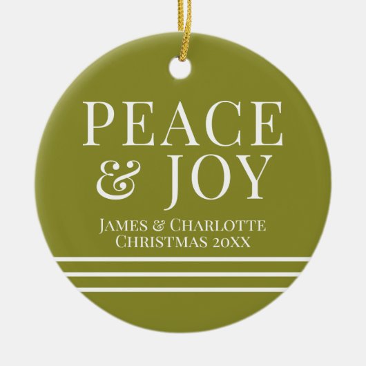 Minimale groene vrede en vrolijke kerstfoto keramisch ornament (Voorkant)