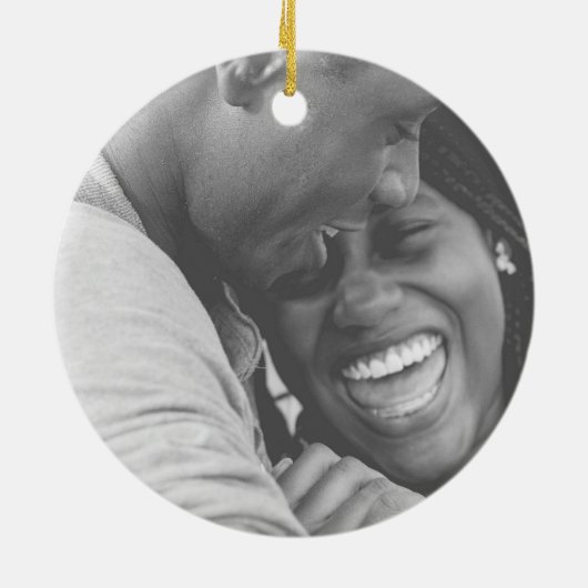 Minimale groene vrede en vrolijke kerstfoto keramisch ornament (Achterkant)