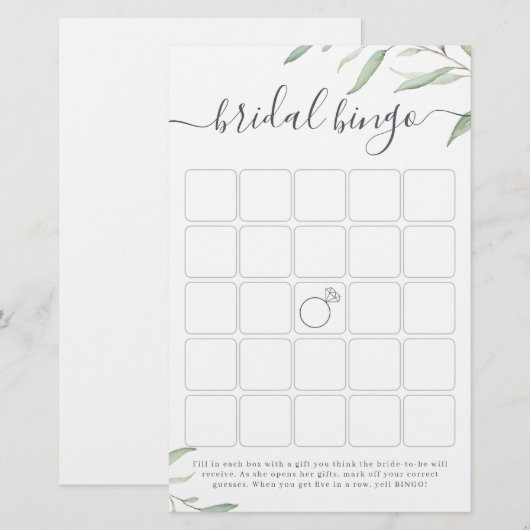 Minimale groene vrijgezellenfeest bingo (Voorkant / Achterkant)