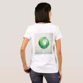 Minimale groene water druppels logo op witte achte t-shirt (Achterkant volledig)