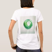 Minimale groene water druppels logo op witte achte t-shirt (Achterkant)