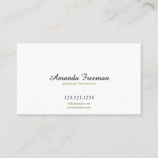 Minimale groene waterdruppels massagetherapie visitekaartje (Achterkant)