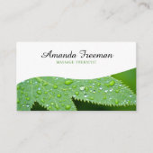 Minimale groene waterdruppels massagetherapie visitekaartje (Voorkant)