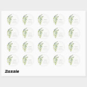Minimale Groene Waterverf Fern Foliage Wedding Ronde Sticker (Vel)