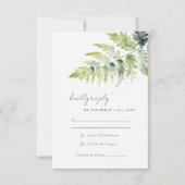 Minimale Groene Waterverf Fern Foliage Wedding RSVP Kaartje (Voorkant)