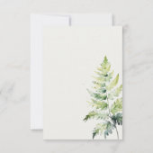 Minimale Groene Waterverf Fern Foliage Wedding RSVP Kaartje (Achterkant)