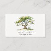 Minimale Groene Waterverf Oak Tree Wedding Website Informatiekaartje (Voorkant)