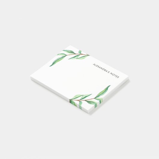 Minimale groene Waterverf op wit Post-it® Notes (Schuin)