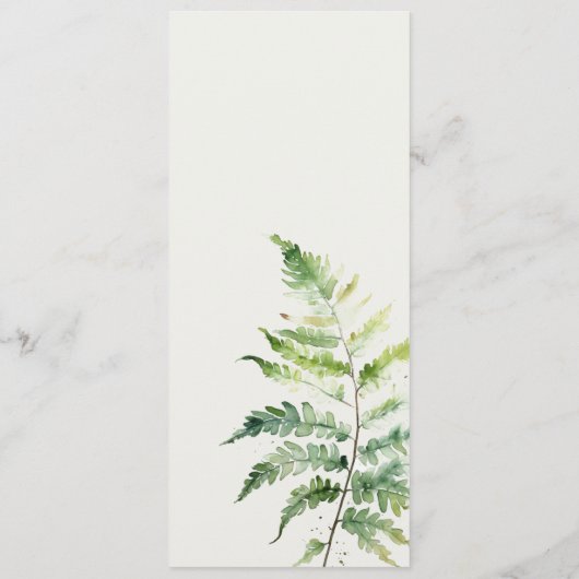 Minimale Groene Waterverf Varen Foliage Wedding Me Menu (Achterkant)