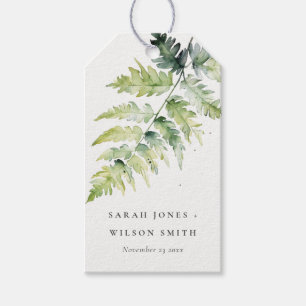 Minimale groene waterverf varenblad bruiloft cadeaulabel