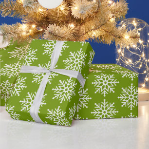 Minimale groene witte kerst sneeuwvlok patroon cadeaupapier