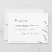 Minimale groenerij zal je mijn bloemmeisje zijn kaart (Achterkant)